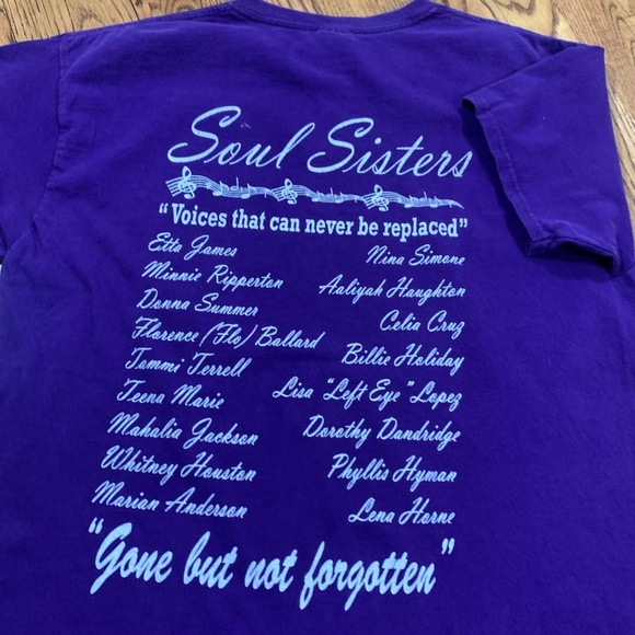 Soul Sisters "Voices That Can Never Be Replaced" Purple T Shirt (Size L, Fits Sm - Picture 3 of 4
